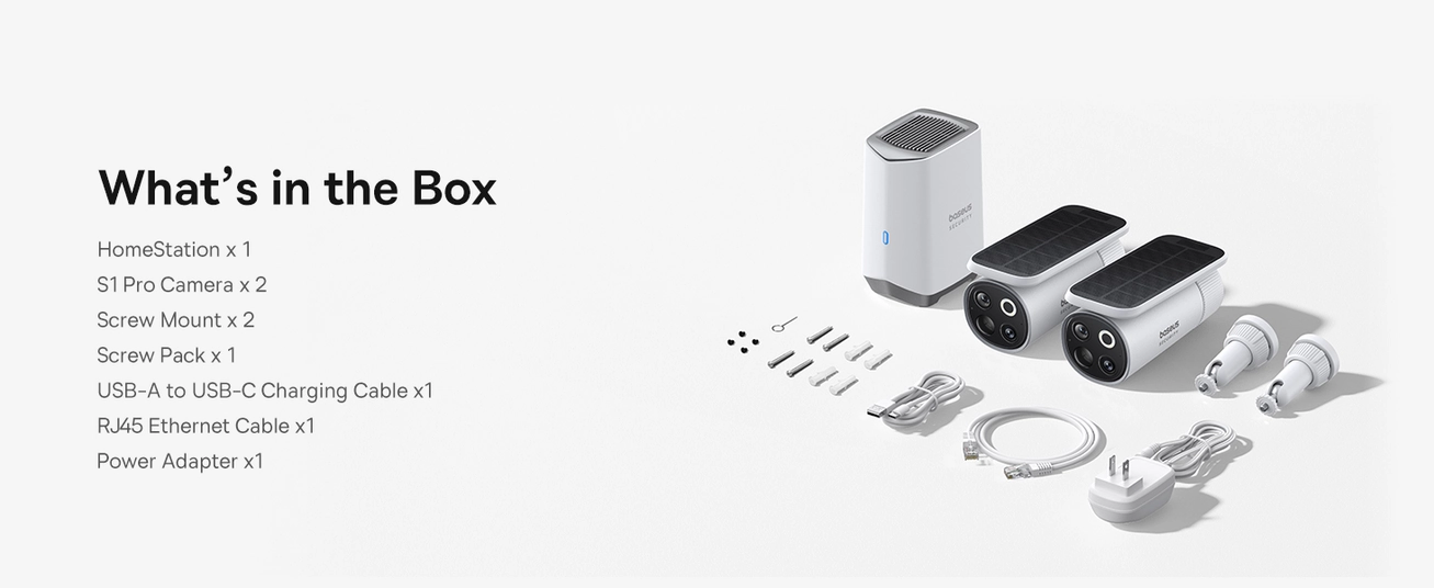 Baseus S1 Pro Outdoor Wireless Security Camera Kit, 3K, Solar Auto