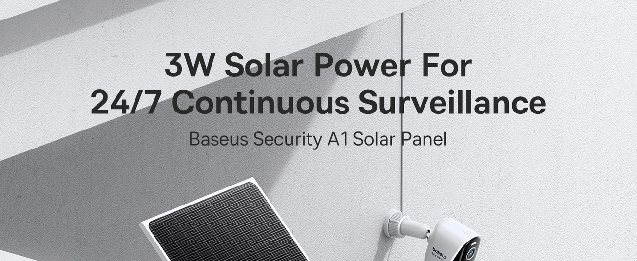 Baseus A1 3W Solar Panel for Outdoor Security Cameras, IP67, 4m Cable, Non