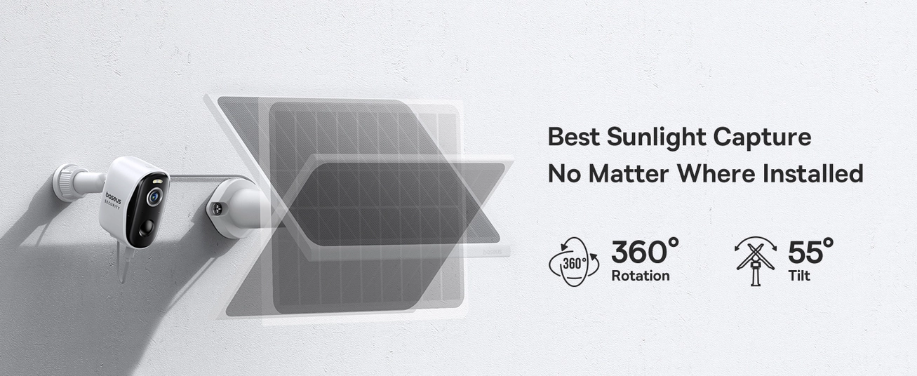 Baseus A1 3W Solar Panel for Outdoor Security Cameras, IP67, 4m Cable, Non