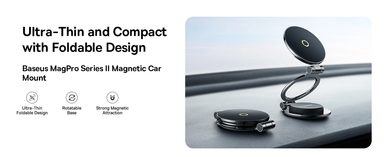 Baseus Magnetic Phone Holder for Tesla – 18N Strong Magnet, Slim & Secure