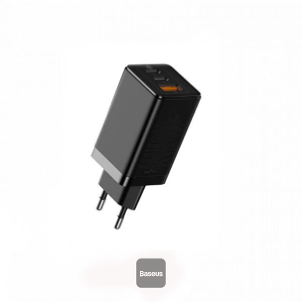 Baseus GaN Mini Quick Charger C+C+A 120W EU(Include：Baseus Xiaobai series fast charging Cable Type-C  to Type-C 100W(20V/5A) 1m ）