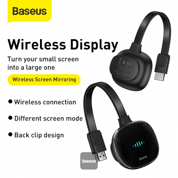 Baseus Online  Baseus Wireless Display Dongle WiFi Portable Display  Receiver 1080P HDMI Meteorite Shimmer 2 black. Compatible with iOS iPhone  iPad/Mac/Android Smartphones/Windows/TV/Laptop