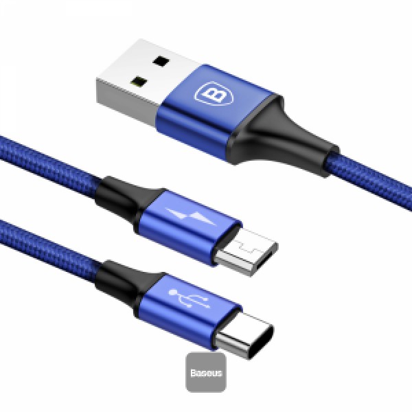 Baseus Rapid 2in1 Cable Micro+Type-C 3A 1.2M Dark blue