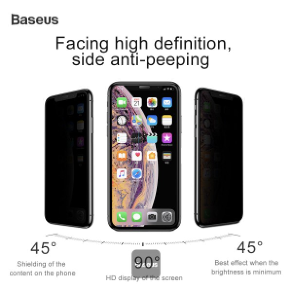 Baseus Full-screen curved Privacy Tempered Glass (dust prevention) iP XS Max 6.5