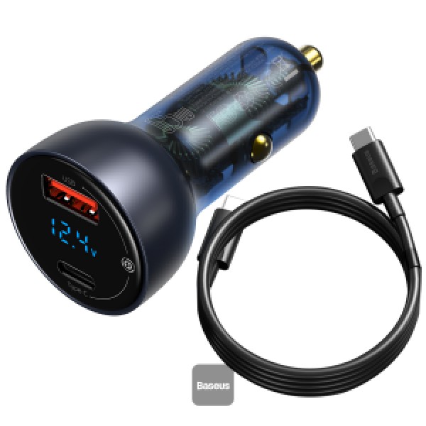 Baseus 65W Car Charger Dual USB Type C Quick Charge 4.0 3.0 USB Car Charger for Samsung Huawei