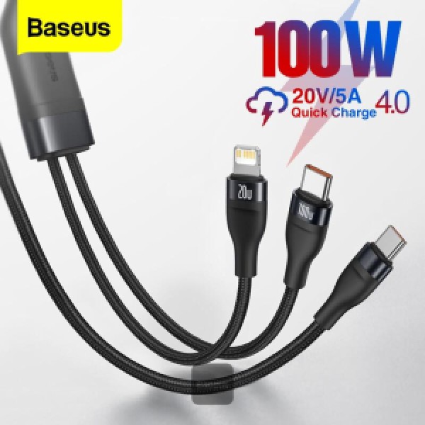 Baseus Flash Series One-for-two Fast Charging Data Cable Type-C to L+C 100W 1.2m