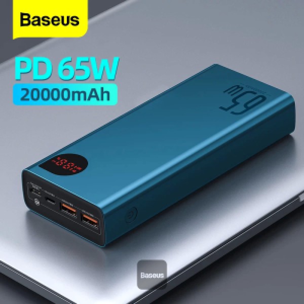 Baseus Adaman Metal Digital Display 20000mAh 65W Quick Charge Power Bank Supports PD3.0+QC3.0 Quick Charge - Blue