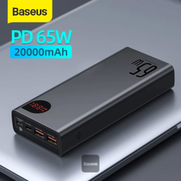 Baseus Adaman Metal Digital Display 20000mAh 65W Quick Charge Power Bank Supports PD3.0+QC3.0 Quick Charge - Black