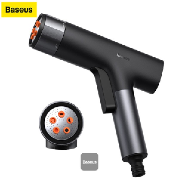 Baseus Garden Hose Nozzle, Metal Handheld hose nozzle sprayer, ABS Non-slip Ergonomic Grip, 5 Watering Patterns water hose nozzle for Watering Plants and Lawn, Car Wash, Showering Pet, Patio Cleaning
