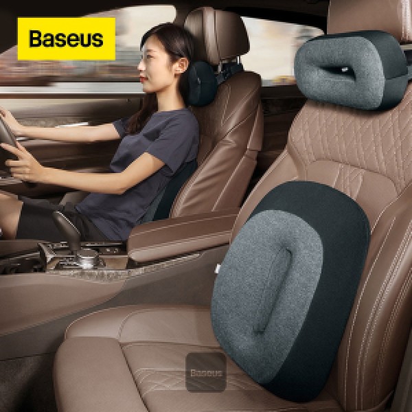 Baseus Floating Car Waist Pillow Auto Headrest Pillow Neck Memory Lumbar Support 3D Memory Foam Seat Covers Car Styling