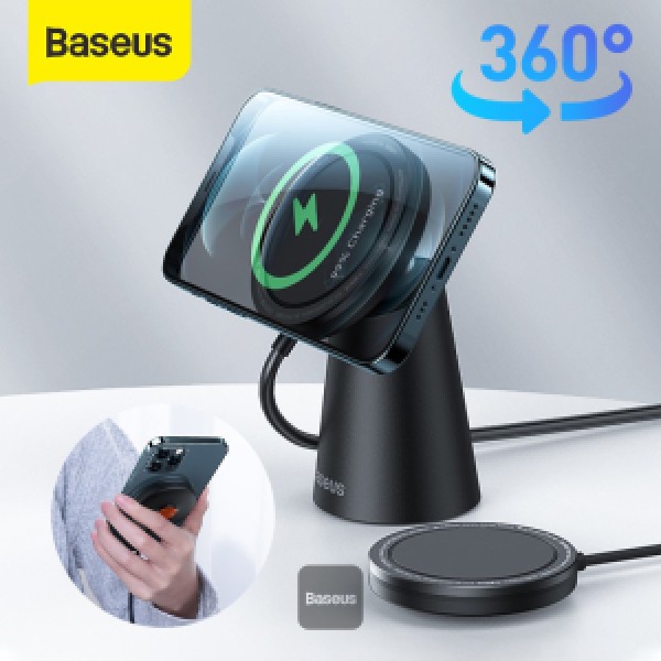 Baseus Magnetic Wireless Charger Phone Holder For iPhone 13 iPhone 12 Pro Max Wireless Charging Detachable Desktop Phone Holder