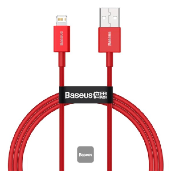 Baseus Superior Series USB to Lightning-Fast Charging Cable Data Transfer 2.4A for iPhone 13 12 11 Pro Max Mini XS X 8 7 6 5 SE iPad and More 1M Red