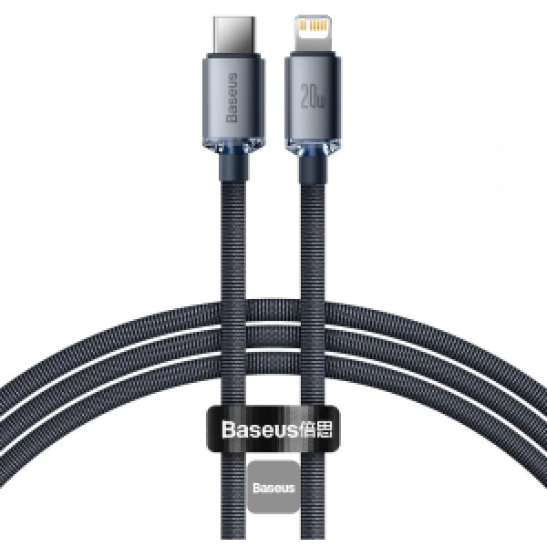 Baseus 20W PD Cable Crystal Shine Series Fast Charging Data Cable Type-C For iPhone 8 X XS XR 11 12 13 mini pro max 1.2M Black