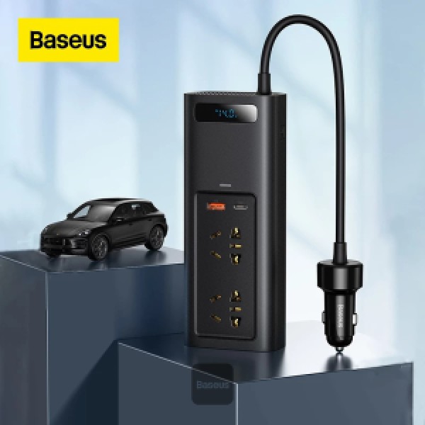 Baseus Car Inverter DC 12V to AC 220V 150W Auto Converter Type-C USB Fast Charging Charger EU Socket Car Inverter Power Adapter CN/EU Plug - Black