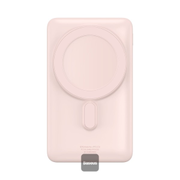 Baseus Magnetic Bracket Wireless Fast Charge Power Bank 10000mAh 20W Pink  (With Baseus Xiaobai series fast charging Cable Type-C to Type-C 60W(20V/3A) 50cm Pink)