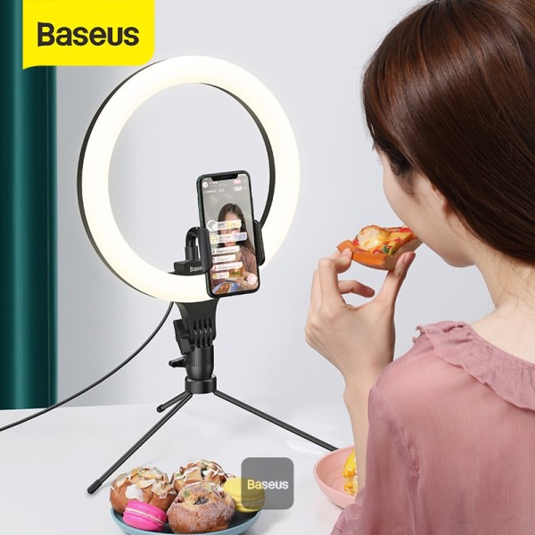 Baseus 12 inch LED Ring Light With Tripod Stand USB Charge Selfie Lamp Dimmable For Photo Photography Studio Live Streaming