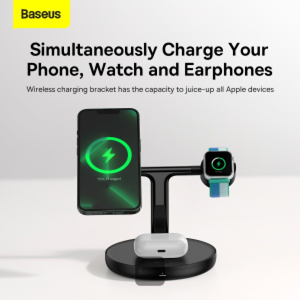 Baseus Swan 3 in 1 Magnetic Wireless Charger Stand 20W for iPhone 13 12 pro max Apple Watch 6 SE Airpods Pro 2 3 Charger Holder