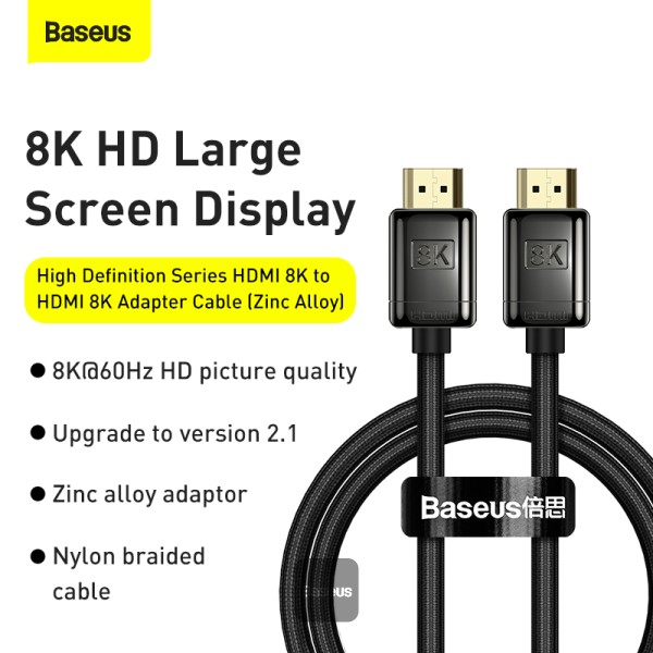 Câble adaptateur Baseus High Definition Series USB Type C – HDMI 2.0 4K  60Hz 1m WKGQ010001 – Noir – EAS CI