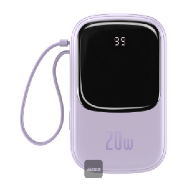 Baseus Qpow Digital Display quick charging power bank 20000mAh 20W (With IP Cable) Purple