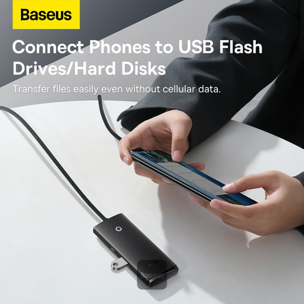 Baseus Lite Series 4-Port Type-C Hub Adapter (USB-A to USB3.0*4) Black