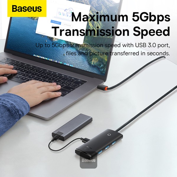 cuidadosamente Habitar Destino Baseus Online | Baseus Lite Series 4-Port Type-C Hub Adapter (USB-A to  USB3.0*4) Black