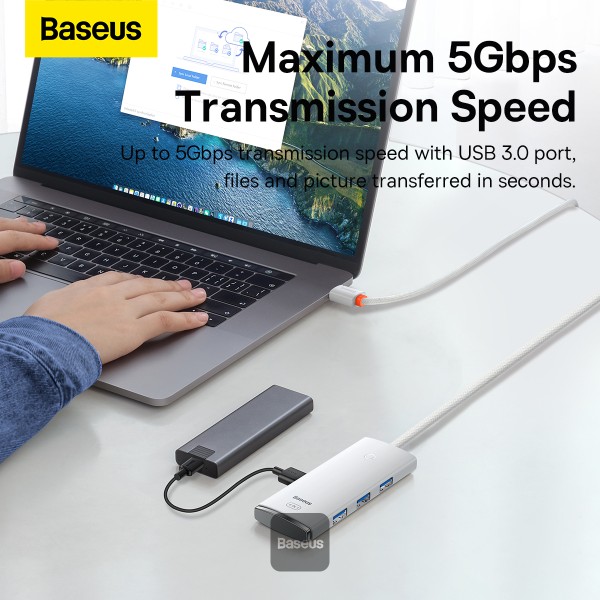 Baseus Lite Series 4-Port Type-C Hub Adapter (Type-C to USB3.0*4) White