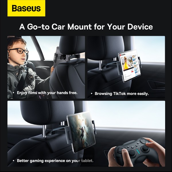 Baseus - Support De Tablette Pour Siège Arrière De Voiture - Noir - Rotation 360° - Pour Enfants, Vidéos, Voyages