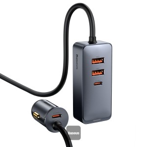 Baseus Share Together car charger 2x USB / 2x USB Type C 120W PPS Quick Charge Power Delivery gray