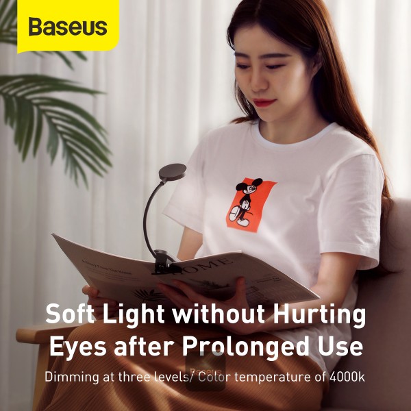 Baseus Comfort Reading Mini Clip Lamp Eye Protection Light for Home/office – Dark Grey
