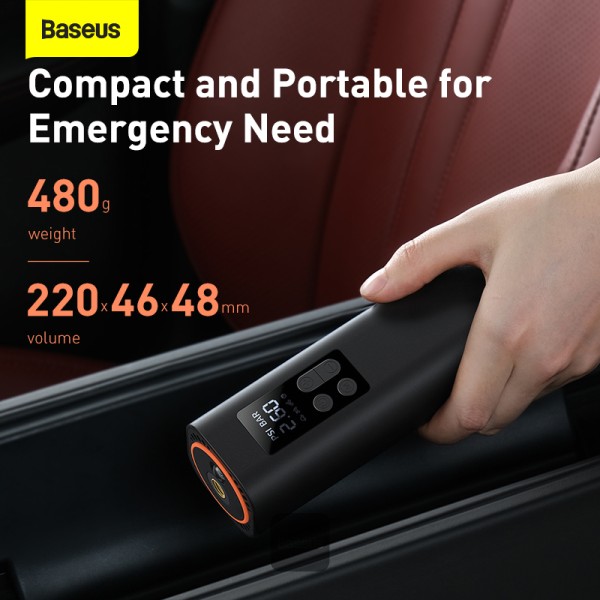 Baseus Super Mini Inflator Pump Air Compressor Portable Hand-Held Auto Tire Pump - Black