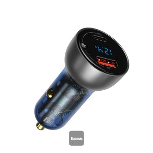 Baseus car charger USB / USB Type C 65 W 5 A SCP Quick Charge 4.0+ Power Delivery 3.0 LCD display
