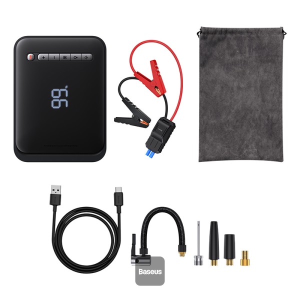 Baseus Super Energy 2-in-1 Jump Starter 8000mAh 1000A With Tire Inflator Black