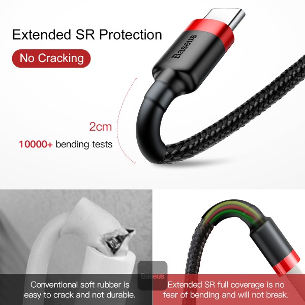 Baseus cafule Cable USB For Type-C 2A 3m Red