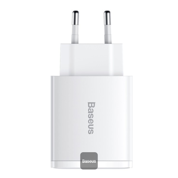 Baseus Compact quick charger USB Type C 2x USB 30W 3A Power Delivery Quick Charge white EU