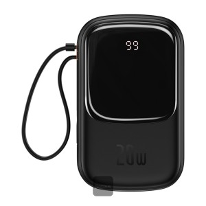 Baseus Qpow Digital Display power bank with fast charging 20000mAh 20W QC/PD/SCP/FCP with built-in Lightning cable black