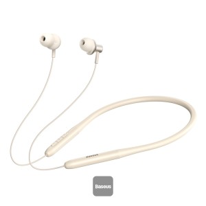 BASEUS Bowie P1x Neckband Headphones Bluetooth 5.3 Wireless Earbuds for Gym Workout, Clear Calls, 25Hrs Playtime - Creamy-white
