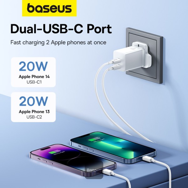 Baseus 65W USB C Oplader 4-in-1 GaN - Violet - Snellader MacBook, IPhone En Meer