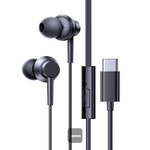 Baseus Encok CZ11 Type-C Wired Headphone, In-Ear Headset USB-C Earphone With Mic - Black