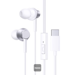 Baseus Encok CZ11 Type-C Wired Headphone, In-Ear USB-C Earphone With Microphone - White
