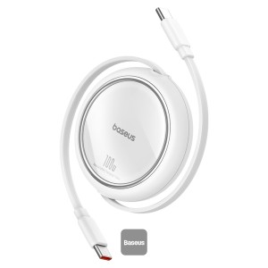 Baseus 100W Free2 Draw Mini Both-Way Retractable Type C to Type C Fast Charging Data Cable 1M - White
