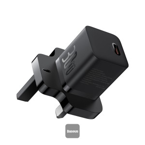 Baseus GaN 5 30W Type-C Mini Fast Charger | UK Plug | Compatible With MacBook Pro/Air, iPad Pro, iPhone 15 Pro Max, Samsung S23 - Black