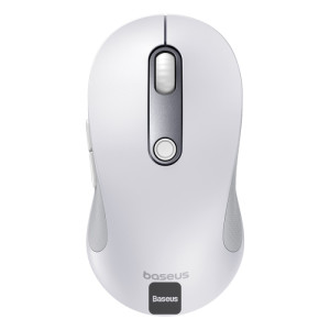 Baseus F02 Ergonomic Dual-Mode Wireless Mouse | Bluetooth 5.2 and 2.4Ghz Connectivity, Silent Buttons, 5 DPI Modes - White