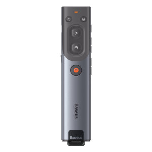 Baseus Orange Dot AI Wireless Presenter (Red Laser) | Rechargeable, Intelligent Voice Recording, Real-Time Voice Translation - Grey