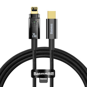 Baseus Explorer Series PD Fast Charging Data Cable With Auto Power-Off, Type-C to Lightning, 20W, 1M - Black