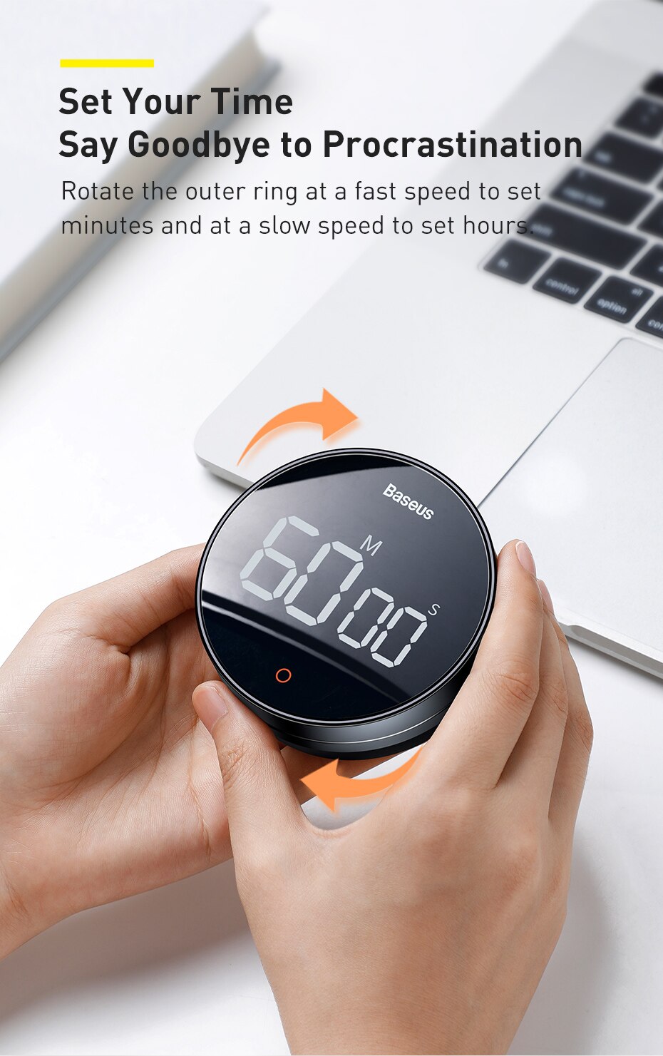 Baseus LED Digital Kitchen Timer For Cooking Shower Study Stopwatch Alarm  Clock Magnetic Electronic Cooking Countdown Time Timer