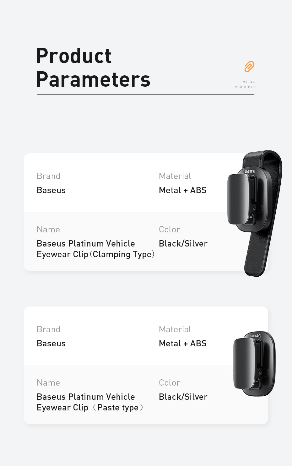 Baseus Platinum Universal Auto Brillenhalter ACYJN-A01 - Schwarz