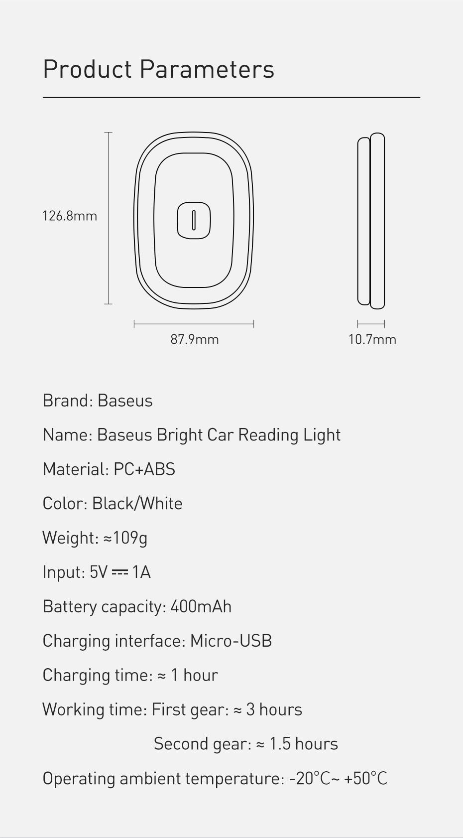 Baseus Online  Touch Sensor USB Charging Car LED Interior Light, Magnetic  Suction Car RV LED Ceiling Dome Light Fixture Wireless Car Interior Lamp  for Reading Lighting for Trailer Camper Boat( Light)