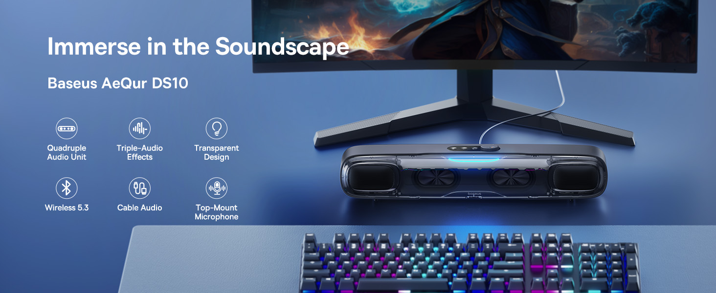 thumbnail interactive-video image 1 of Baseus Encok E8 Bluetooth 5.0 Wireless Speaker RGB Cube 1500mAh TV Home Sound Bar Smartphone Deep Bass Black 1 of 4